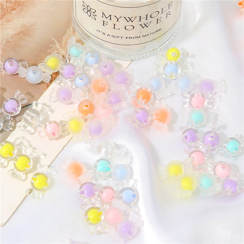 50 pcs 17x9mm Multicolor Acrylic Beads Permen Matte Longgar Spacer Beads Pembukaan 2mm Untuk Membuat Perhiasan DIY Gelang Kalung