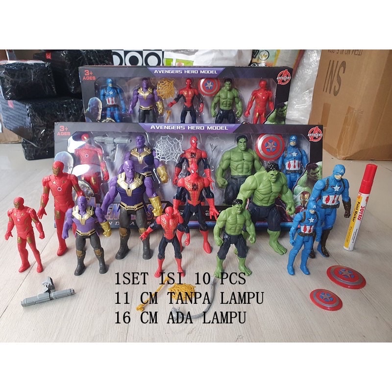 MAINAN ROBOT FIGURE AVENGERS KARET THANOS SPIDERMAN SET ISI 5