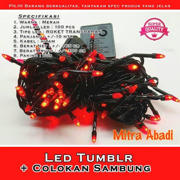 Lampu Natal Kabel Hitam 100 LED 10 Meter + Colokan Sambung