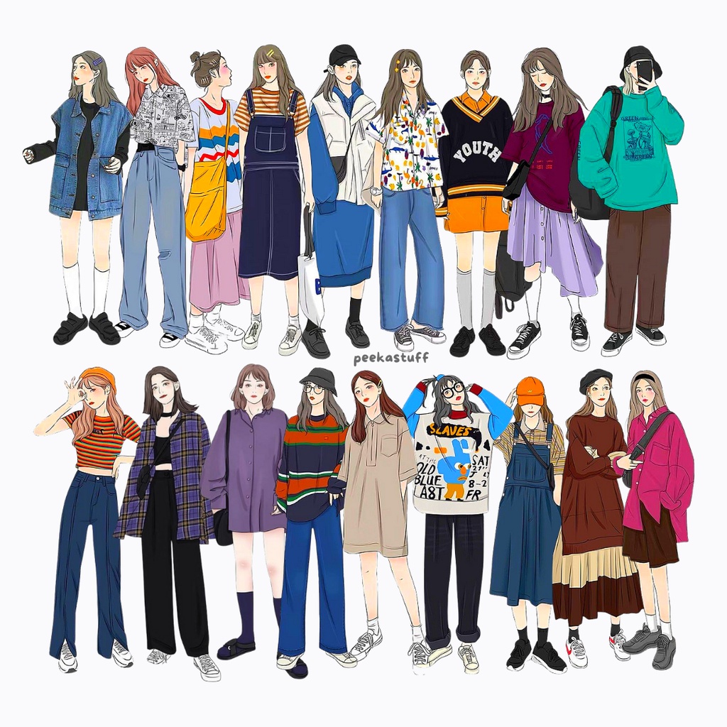 

[Peekastuff] (20 PCS) FASHION GIRLS * Sticker aesthetic dekorasi jurnal scrapbook