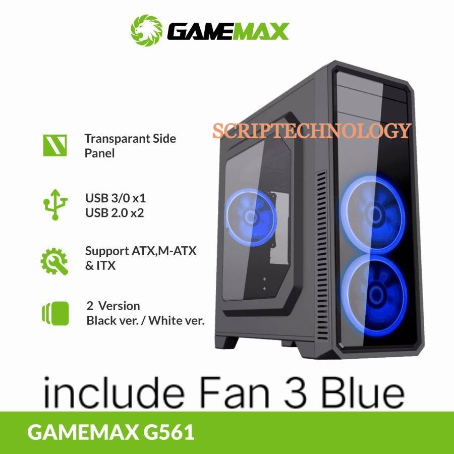 Casing PC Gamemax G561 SC Casing Komputer bonus fan case 3pcs