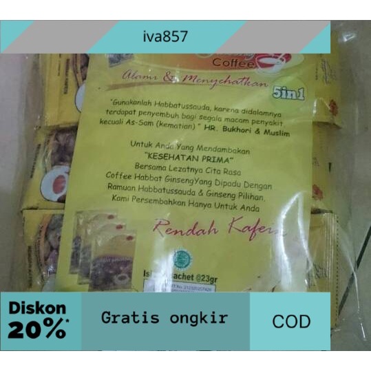 

PROMO Coffe Habbat Ginseng 5 in 1 El Iman ( rendah cafein) GRATIS ONGKIR
