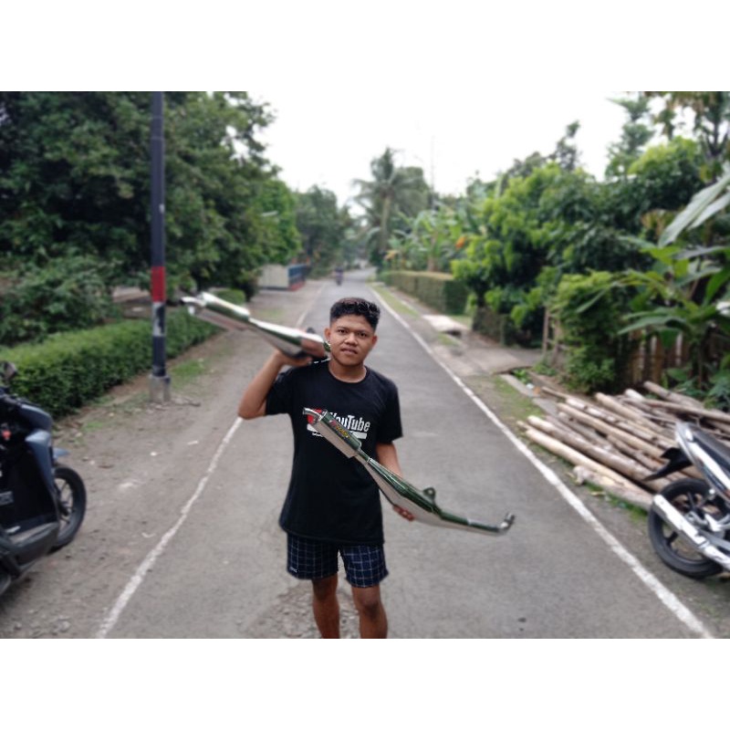 Knalpot standar racing fizr full crom chan racing