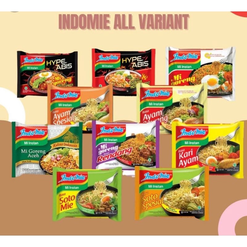 

Indomie Mie instan /indomie soto/indomie ayam bawang/indomie goreng surga kebutuhan ku