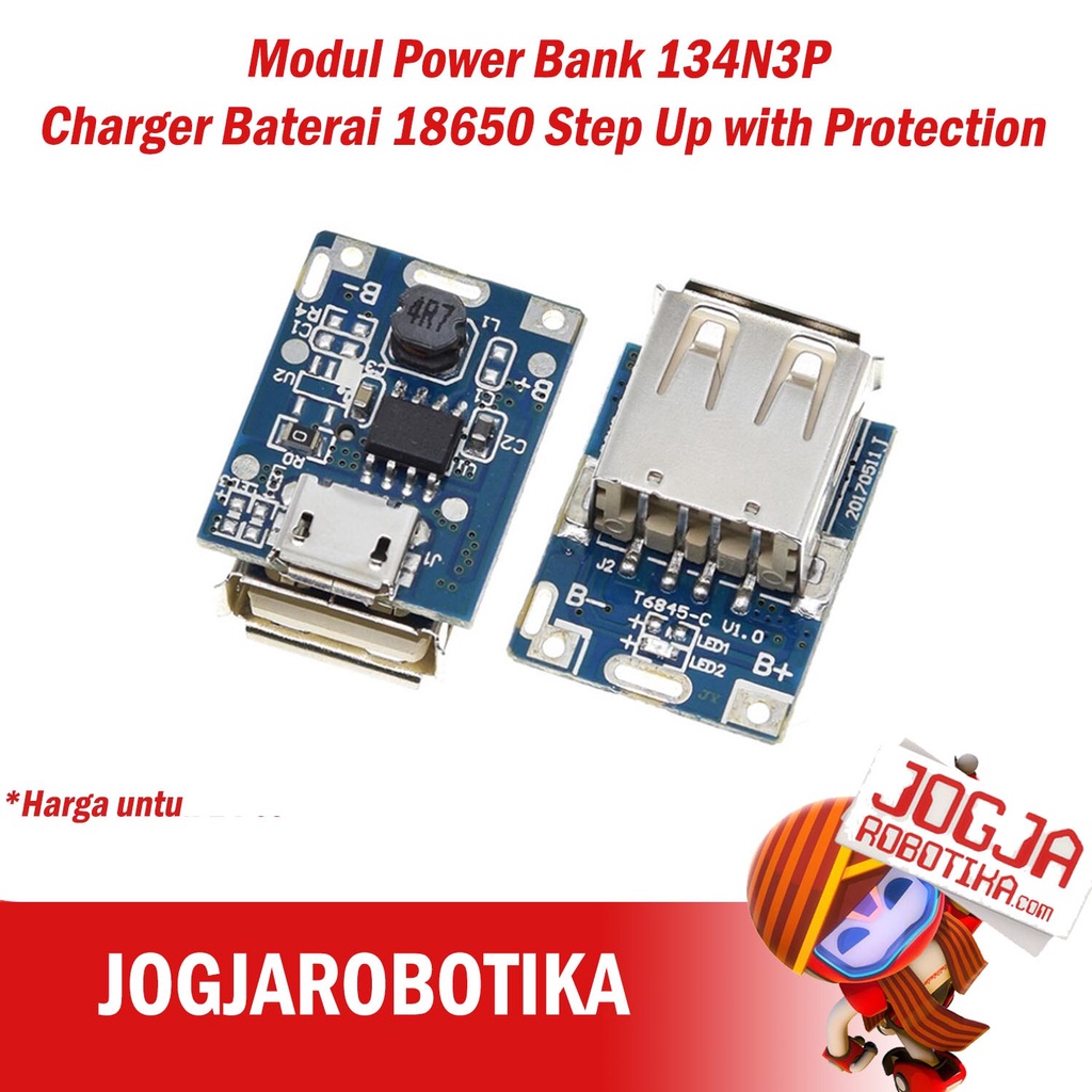 Modul Power Bank 134N3P Charger Baterai 18650 Step Up with Protection Module