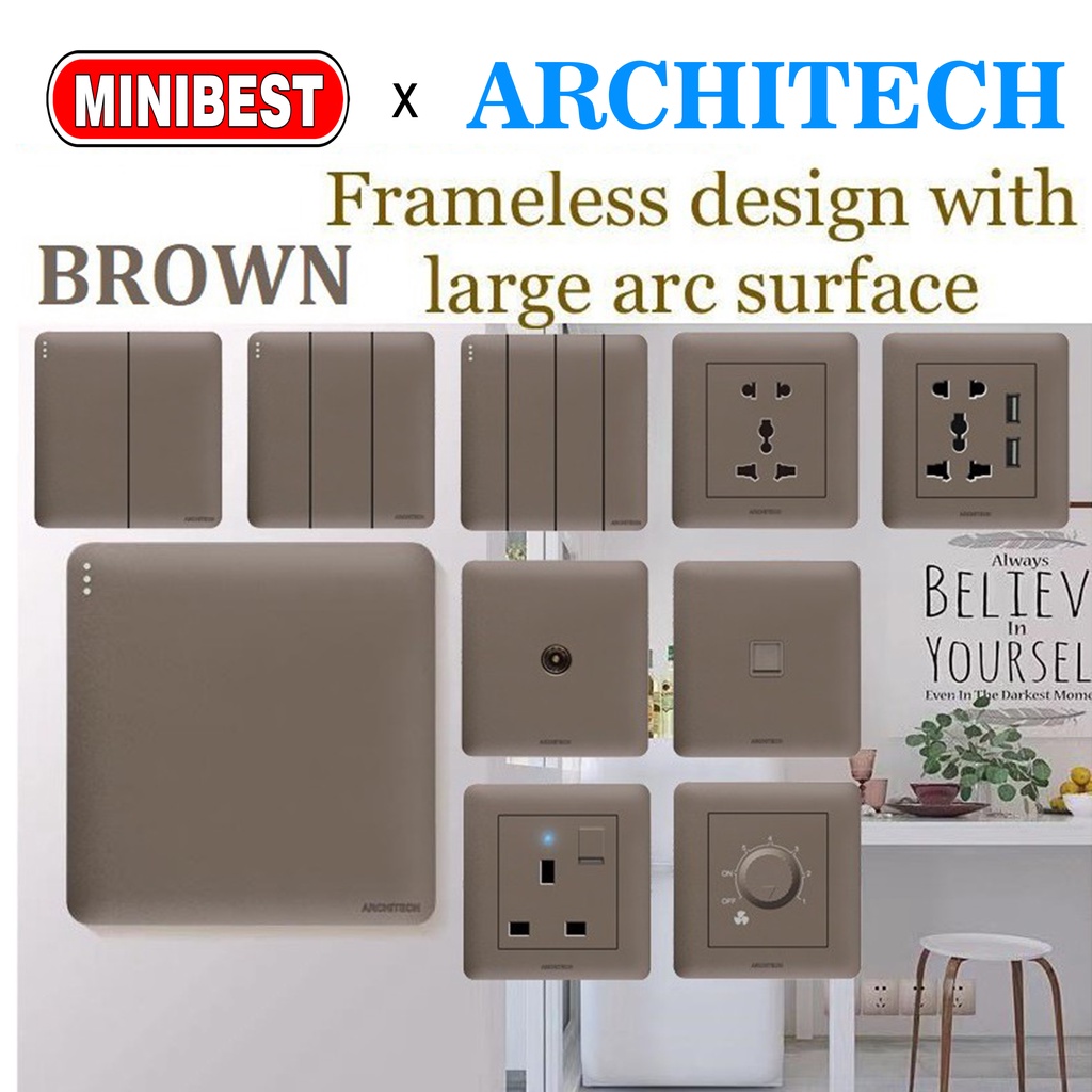 [MB] ARCHITECH STOP KONTAK SAKLAR INFINITY BROWN A63 ARCHITECH / SAKLAR RUMAH/ SAKLAR HOTEL