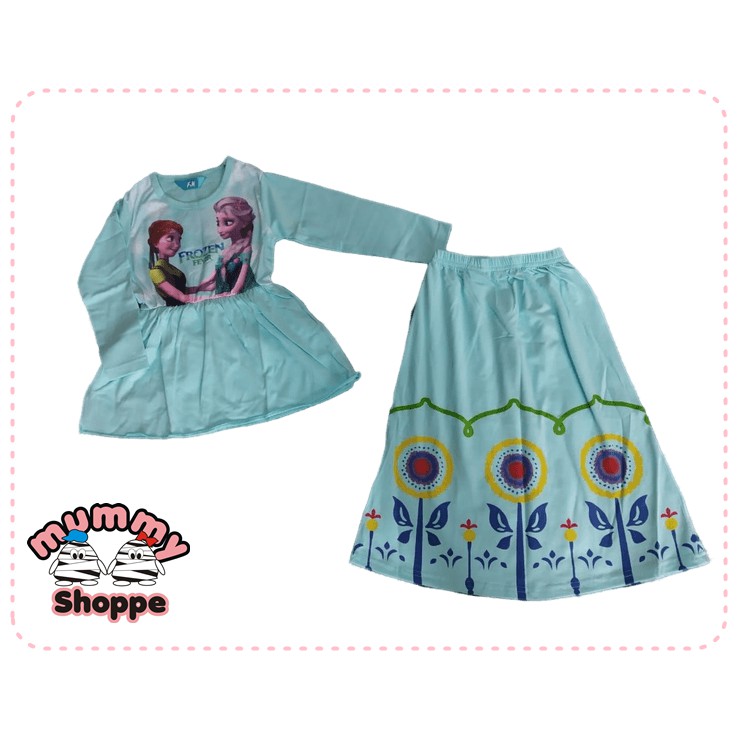 Setelan rok baju muslim anak Lycra Frozen