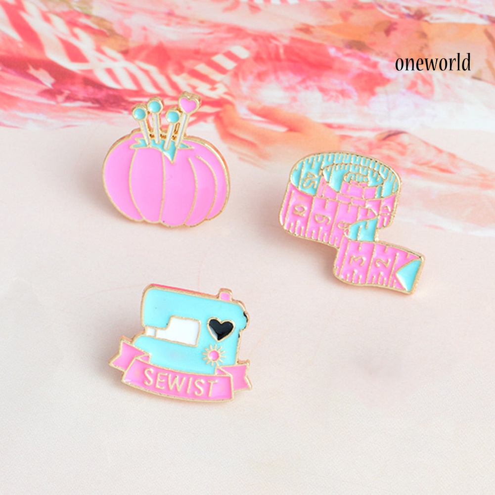 OW@ Cute Unisex Sewing Machine Tape Measure Pumpkin Brooch Pin Jacket Badge Decor