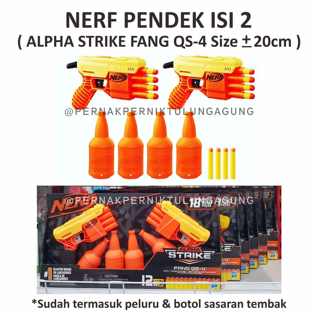 NERF Pistol Mainan Anak/Dewasa Original - ALPHA STRIKE FANG QS-4