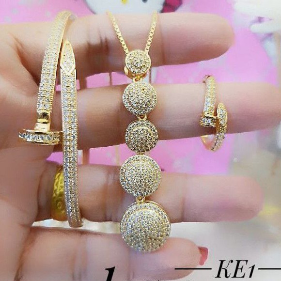 Xuping Set Perhiasan paku Lapis Emas 24k 1422n