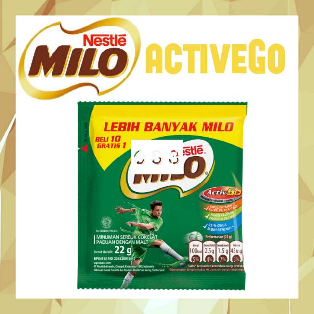 

《OS3》 Nestle Milo Activ Go sachet 22 gram coklat - cokelat