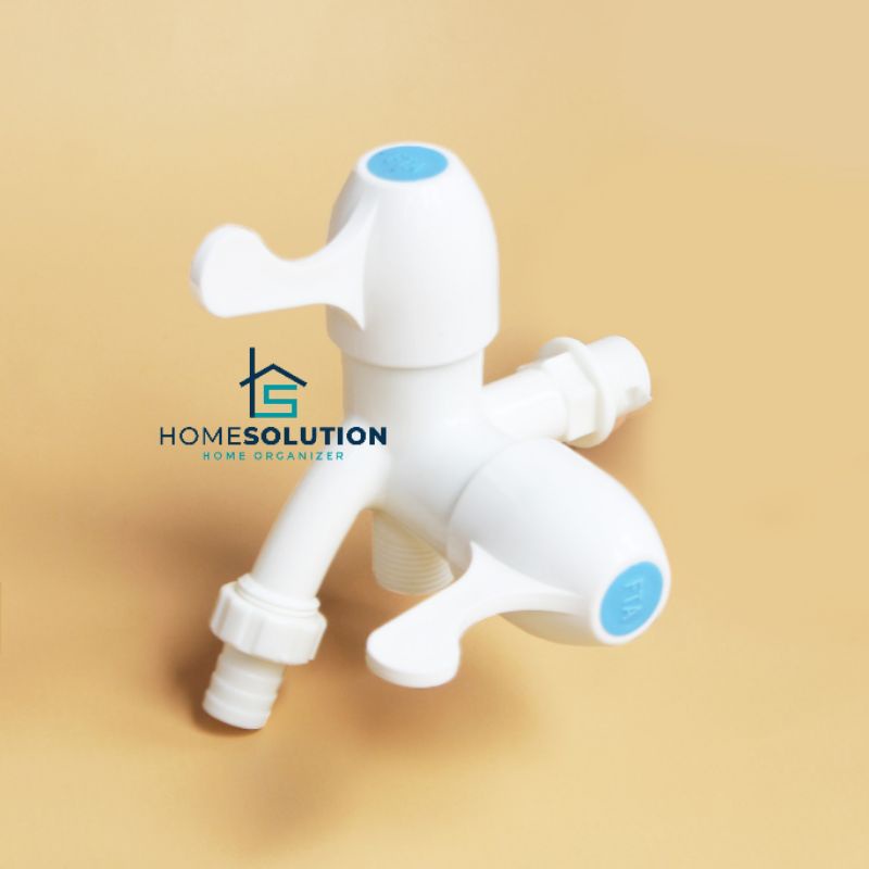Kran Cabang PVC Kran Shower Double Keran Air Plastik Engkol
