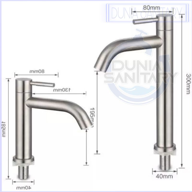 Kran wastafel stainless SUS 304 keran lavatory Tinggi dan pendek cuci tangan busa