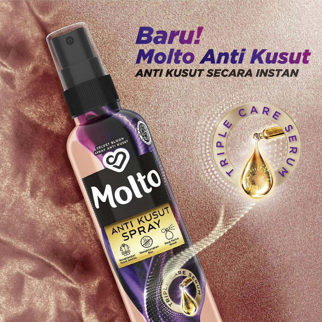 MOLTO Anti Kusut Spray Velvet Bloom 100ml Pelembut Pengharum Pakaian 100 ml Instan Pelicin Setrika Baju Instant