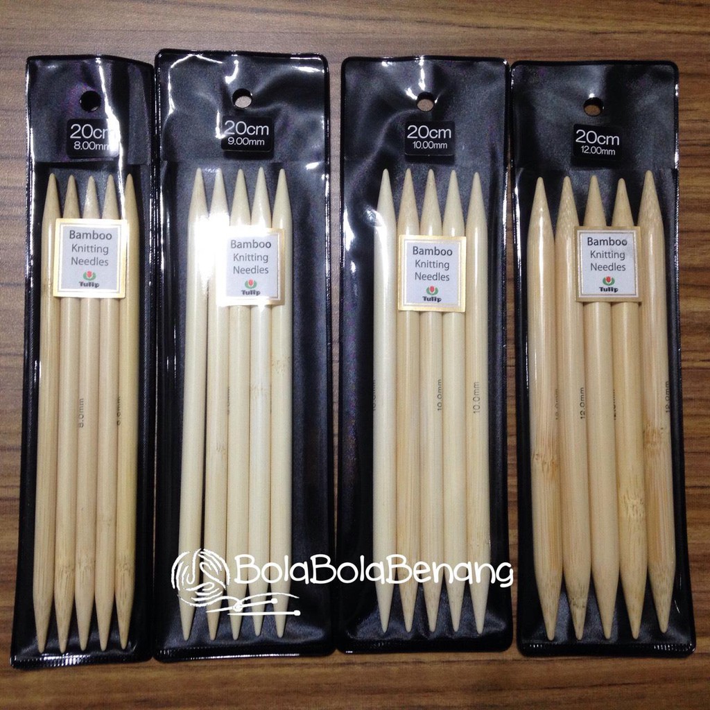 Tulip Bamboo DPN 20cm, pilihan ukuran: 8.00mm / 9.00mm / 10.0mm / 12.0mm - Alat Rajut