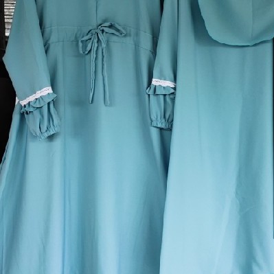 (COD) TERLARIS..!! GAMIS SET SYARI NABILAH/GAMIS WOLFIS SYARI SET HIJAB DAN CADAR-Baby Blue