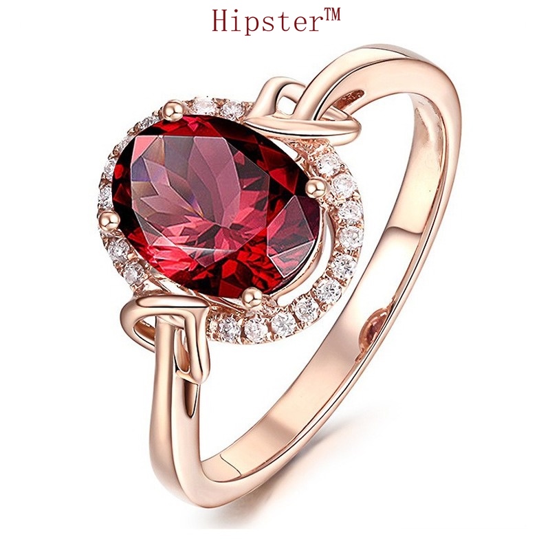 Set Hollow Four-Leaf Clover Bracelet Rose Gold Ring Full Diamond Ruby Pendant Set