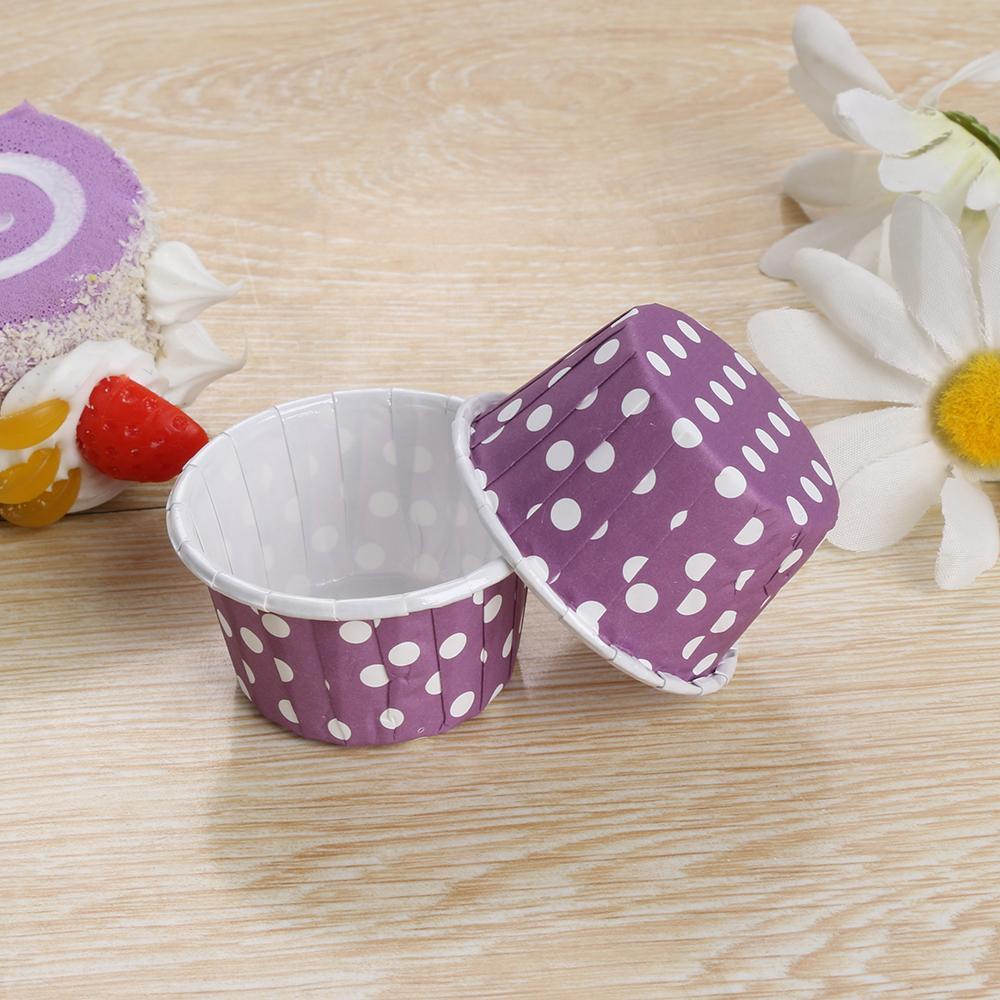 Populer 100PCS Muffin Cup Home Dot Hias Cupcake Liner Anti Minyak