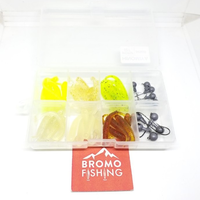 Lure Set HINOMIYA / soft lure cacing worm jig head