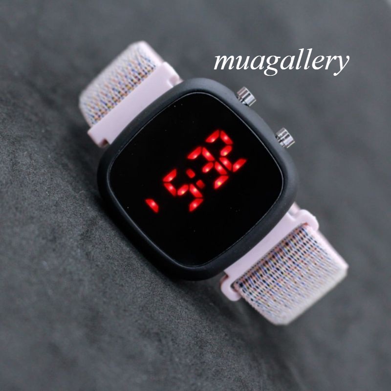 JAM TANGAN LED WATCH OVAL CANVAS CEWEK COWOK STRAP CANVAS / JAM TANGAN WANITA LED DIGITAL OVAL KANVAS