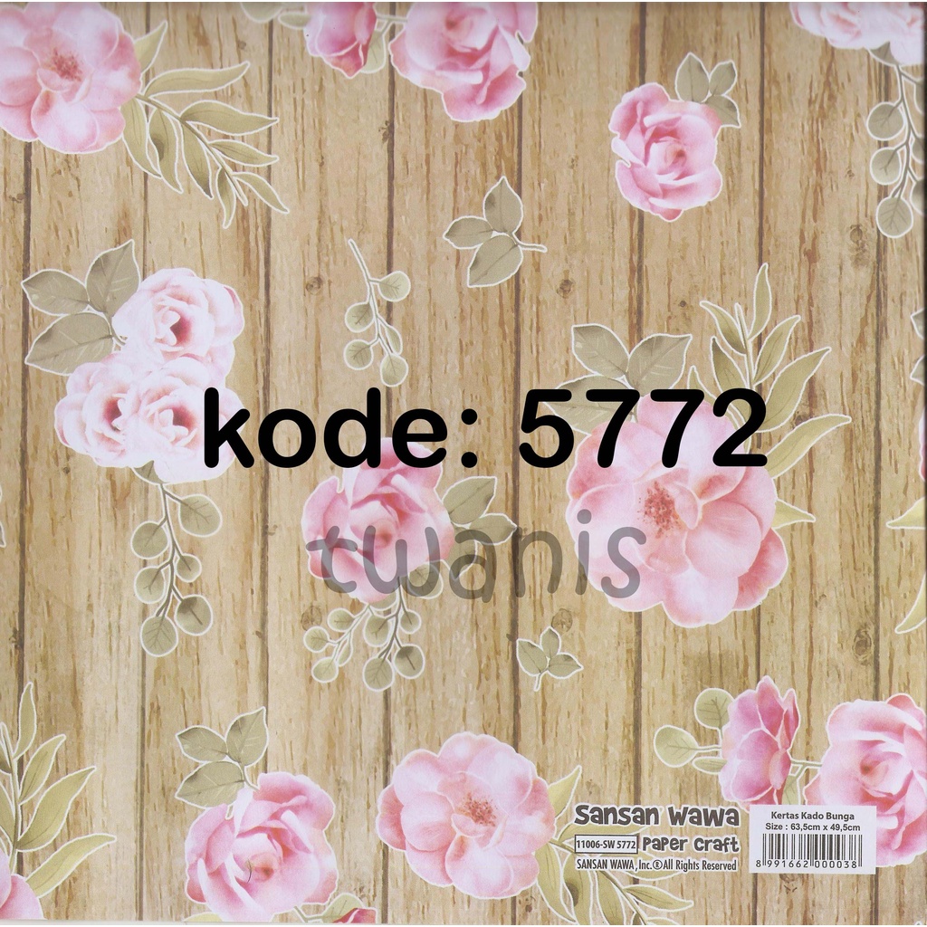 

Kertas Kado Bunga Mawar Kayu SANWA kode 5772 isi 30 lembar bisa campur motif lain