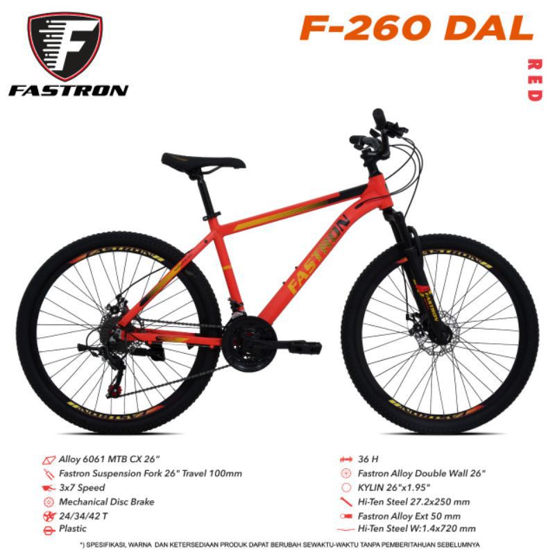 Sepeda MTB 26 inch gunung dewasa Fastron F 260DAL khusus Bandung