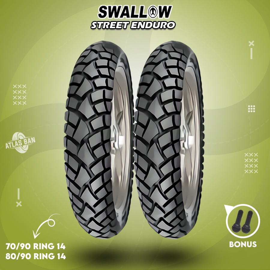 Sepasang Ban Tubles Motor Matic SWALLOW STREET ENDURO 70/90 - 80/90 Ring 14 Tubles