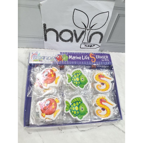 (24pc) penghapus murah/hapusan karakter/stip fancy/OB KECIL-Marine Life