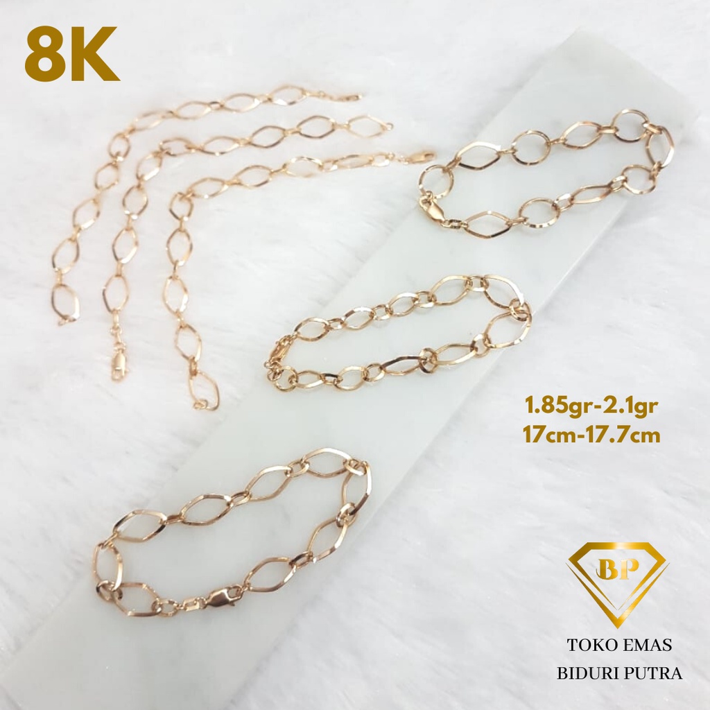 Gelang Fancy Rantai Perhiasan Emas Asli Kadar 8K/375 toko emas biduri putra