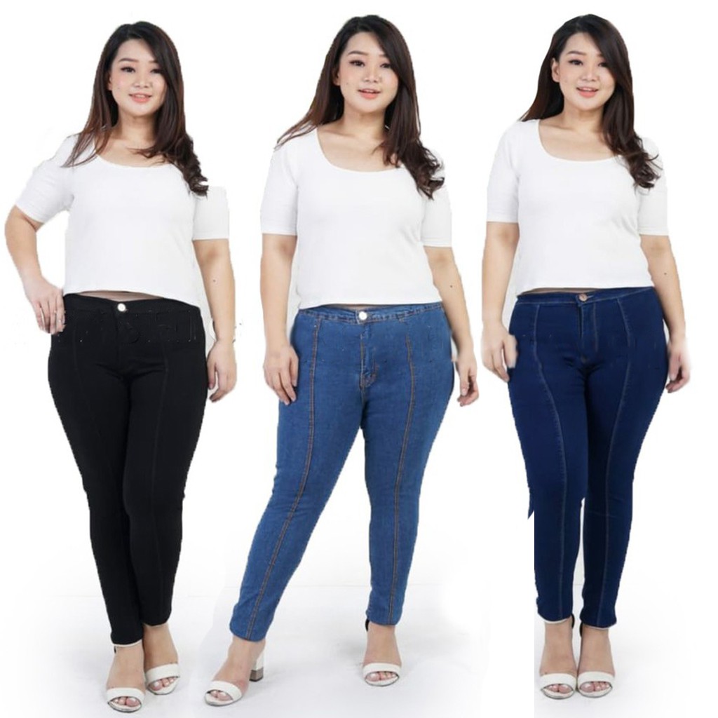 RX Fashion Celana Highwaist Front Line Jumbo Oversize Jeans stretch (size 31-34)