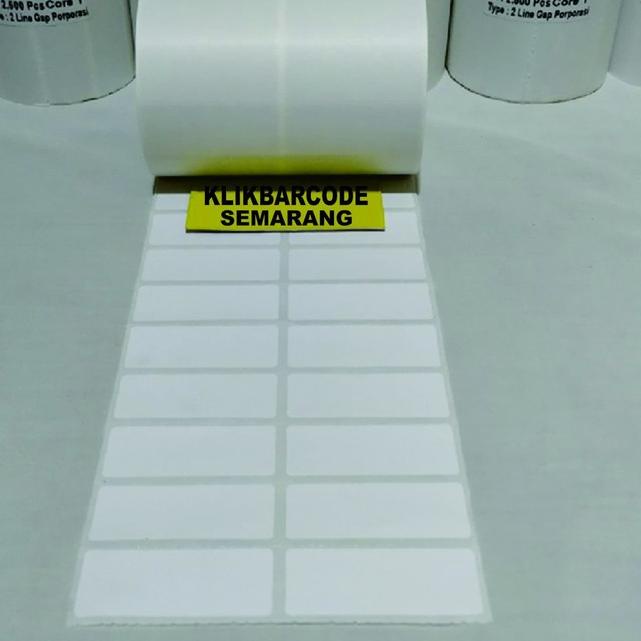 

Miliki - LABEL BARE 50 X 20 2 LINE | BAHAN SEMICOAT PAKAI PORPORASI | ISI 2.500 PCS | PABRIK - Putih FI ,,