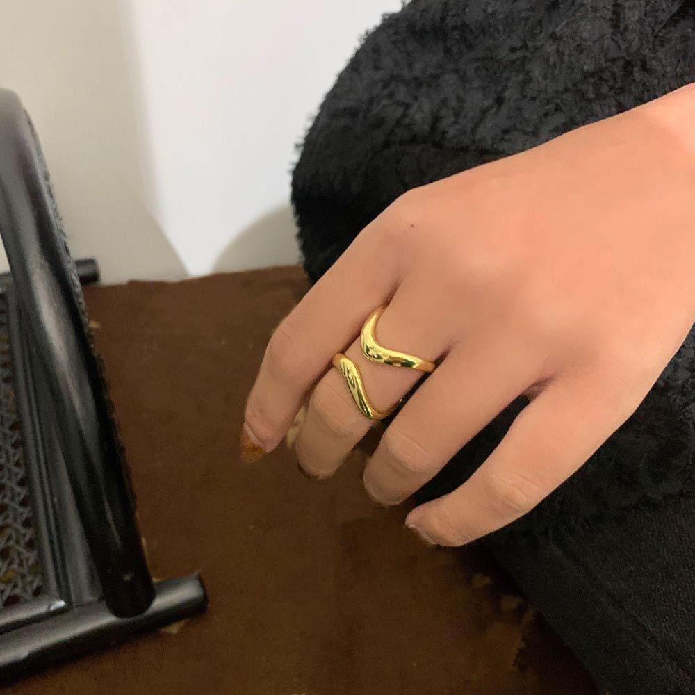 Mxbeauty Wanita Pembukaan Cincin Punk Hadiah Untuk Gadis Cincin Ganda Temperamen Vintage Tidak Teratur Rings