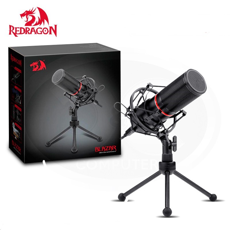 Microphone condenser Redragon wired usb 2.0 kit metal for live stream gaming podcast zoom vocal song Blazar gm300