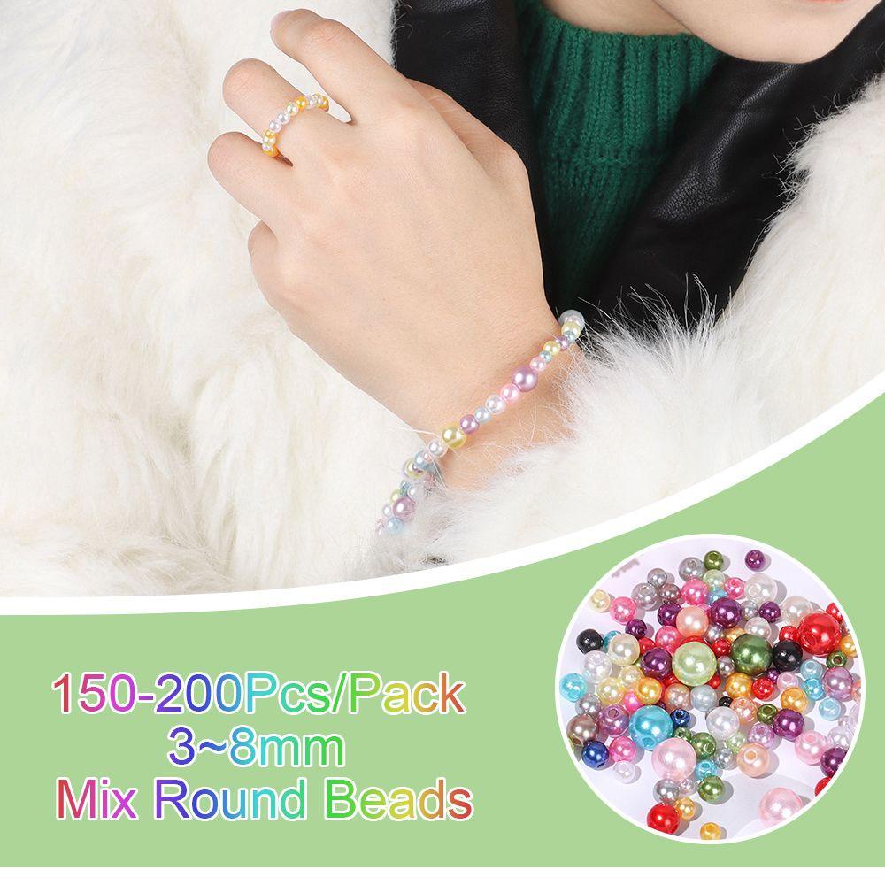 150-200 Pcs Manik-Manik Mutiara Imitasi Bahan Akrilik Ukuran 3-8mm Untuk Dekorasi Nail Art
