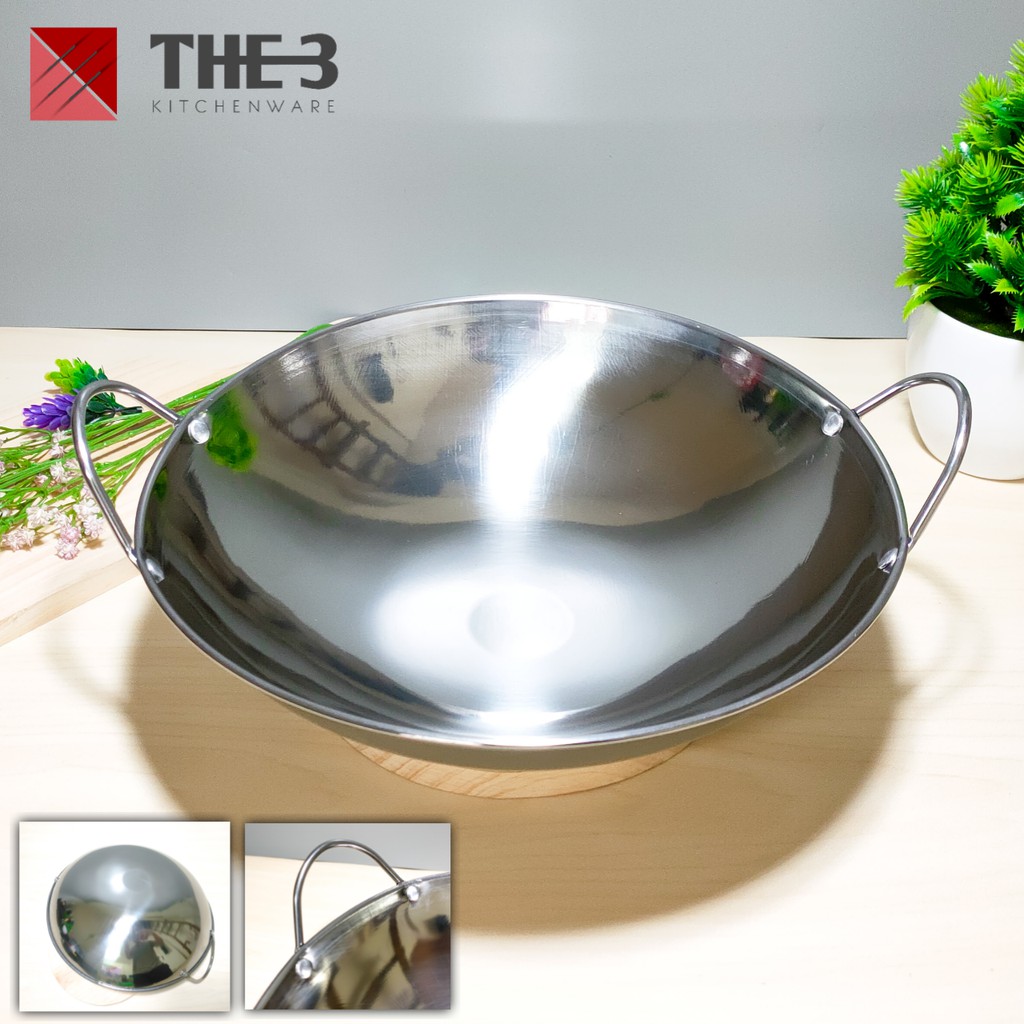 The3 Kitchenware - Wajan Stainless Steel Tebal - Anti Lengket - Anti