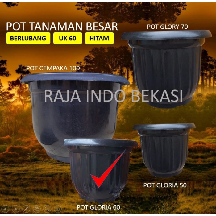 POT Tanaman Besar Jumbo 50 55 60 70 100 cm Pot Bunga Besar Hitam Putih