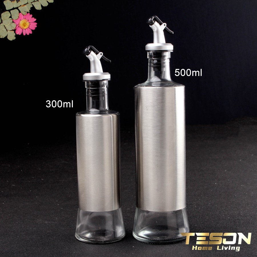 Botol Minyak Stainless Kaca Kecap Saos Pourer Oil Vinegar Glass Bottle