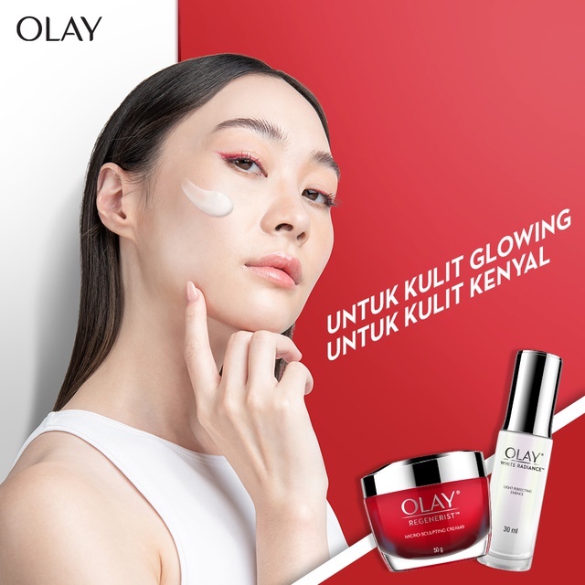 Olay Powerful Duo Pencerah + Anti Aging - Krim Pelembab, Essence Wajah