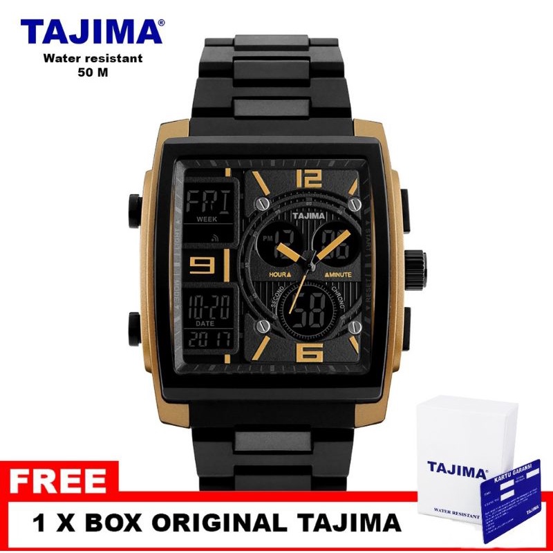 jam tangan tajima 9875 tahan air warna gold