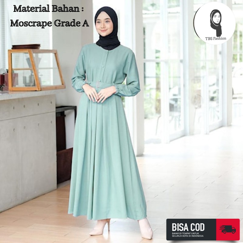 Baju Gamis Atasan Wanita Cewek Remaja Terbaru Bahan Moscrepe Adem Halus Model Modern Berkualitas Premium Quality Casual Acara Formal Kondangan Lebaran 2022 Bisa COD-Wardah & Belt