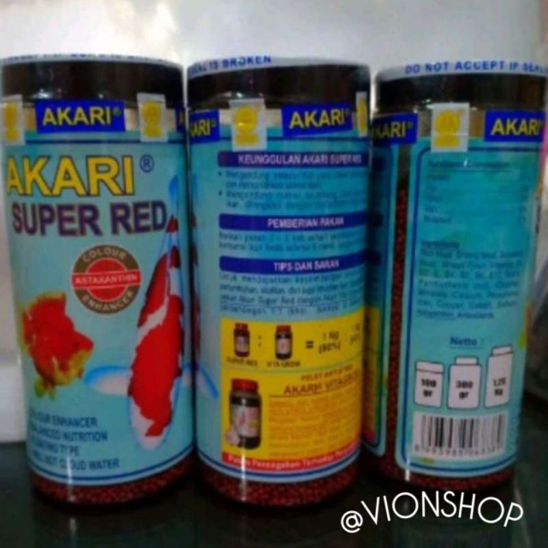 Akari Super Red Akari Spirulina Red Pakan Ikan Koi Mas Koki Predator Pibas Chana