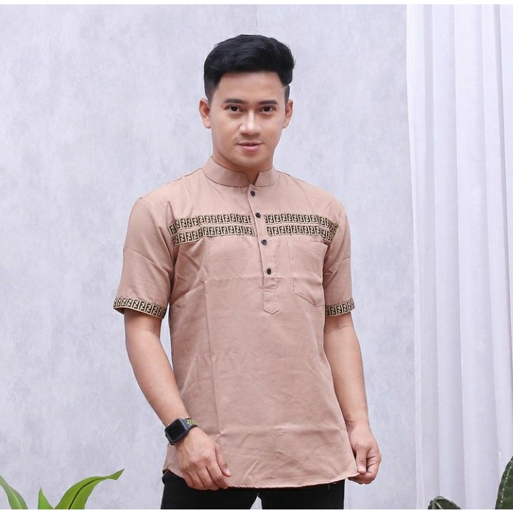 Koko kekinian/modern/kurta FF/kokomdewasa/lengan pendek/kombinasi Bordir FF/bahan toyobo/ukuran M - XXL