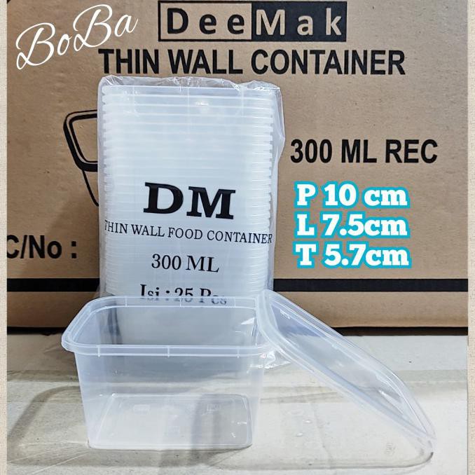 1 Dus Thinwall DM 300ML Food Container Kotak Persegi