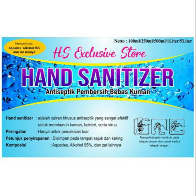 

(ISI 100 PCS) TERMURAH !!! STICKER HAND SANITIZER READY STOK !!!