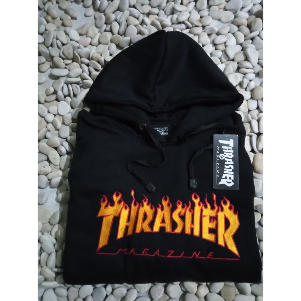 CAMO HOODIE THRASHER FLAME ARMY // T-Shirt Thrasher MAGAZINE BAJU SKATE // FREE CELANA BOXER