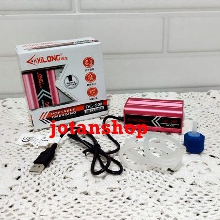 XILONG DC 500 DC500 PORTABLE CHARGING USB mesin pompa udara aerator air pump aquarium Mancing Pancing Ikan