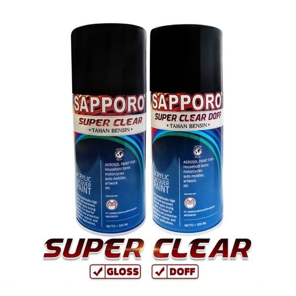 Cat Semprot Sapporo Spray super clear gloss 7530 / sapporo spray 300 ml / Vernis Tahan bensin