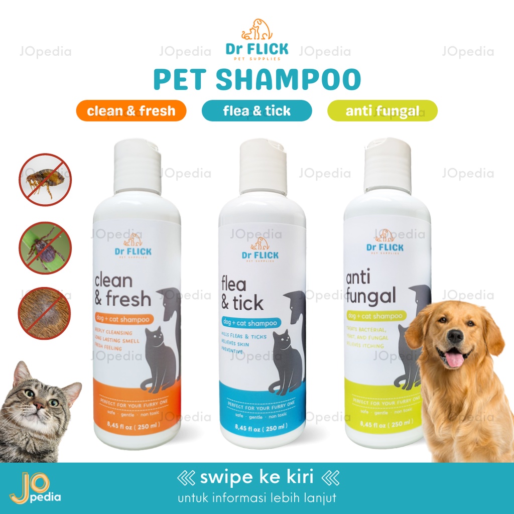 DR FLICK Shampoo Kucing Anjing Shampo Kutu Jamur Anti Tick Flea Fungal Sampo Hewan Bulu Halus
