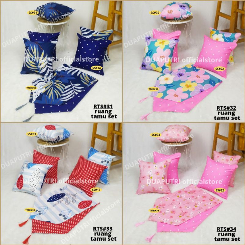 PAKET 5 SARUNG BANTAL SOFA PLUS TAPLAK MEJA