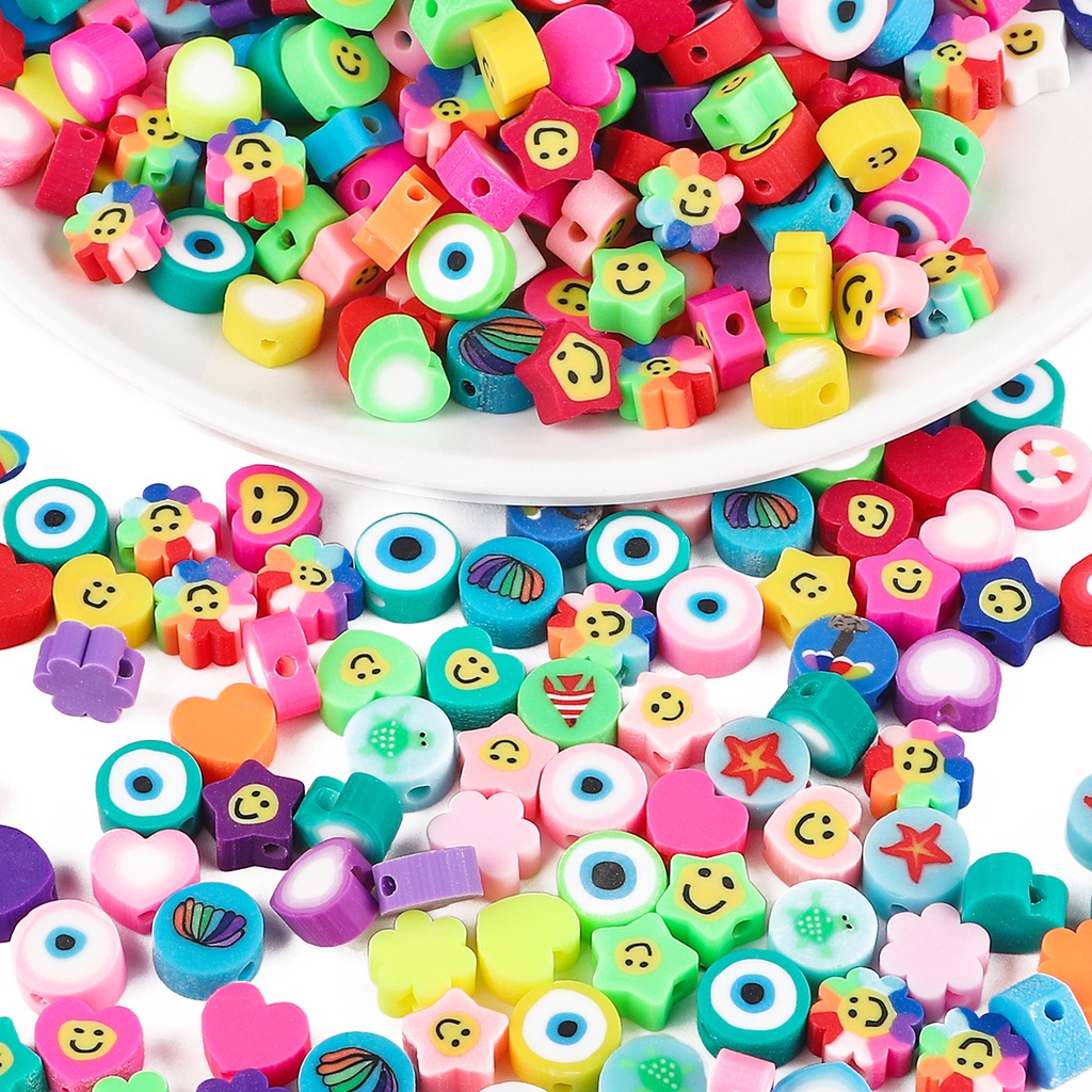 30pcs/Lot 10mm Clay Spacer Beads Sunflower Shape Smile-Face Polymer Clay Beads For Jewelry Making DIY Handmade Accessories